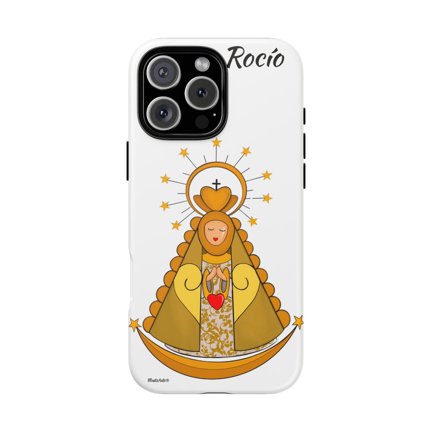 una funda de teléfono con una imagen de la virgen maría