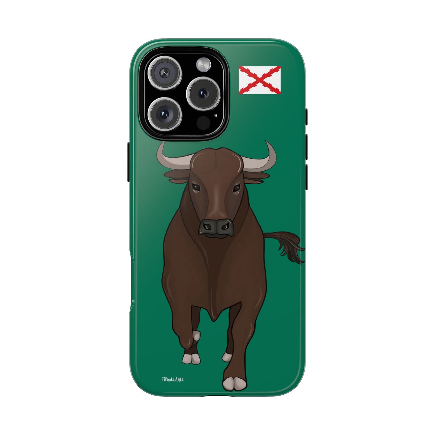 una funda de teléfono con un toro en ella