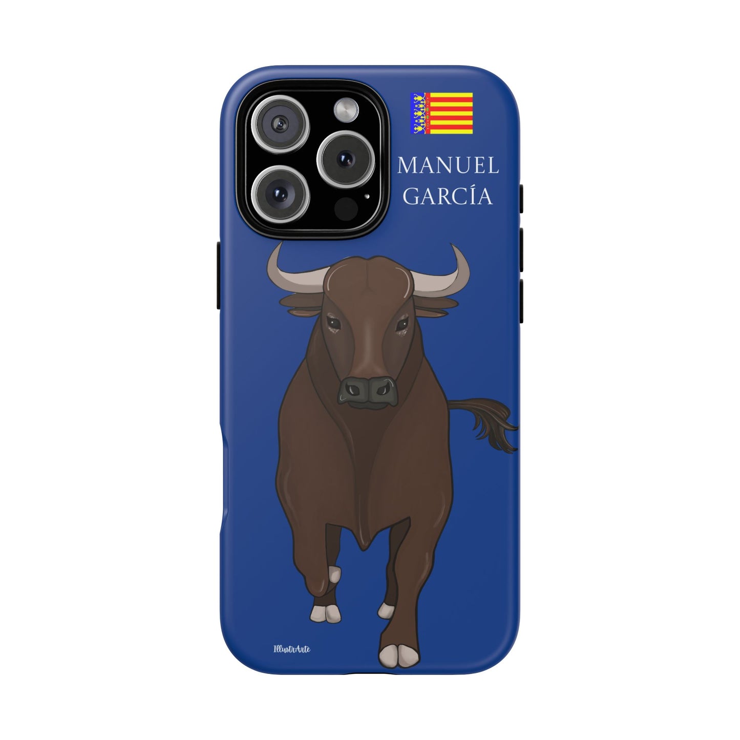 una funda de teléfono con una imagen de un toro