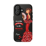 Funda de móvil personalizable Flamenca Pepa con Frase para iPhone 17, acabado mate – illustrArte