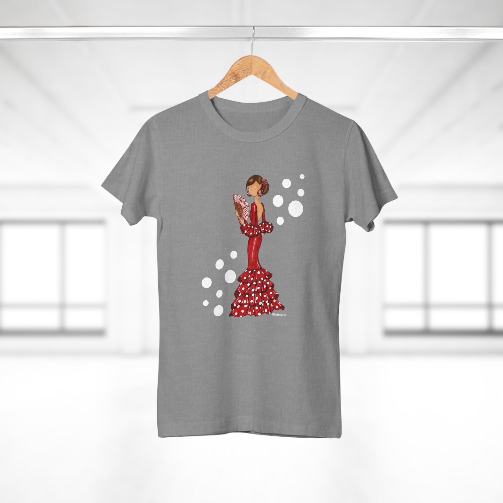 a t - shirt with a woman in a red dress