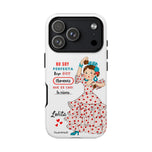 Personalised phone case flamenco dancer Lolita, with quote for iPhone 17 Pro, gloss finish – illustrArte