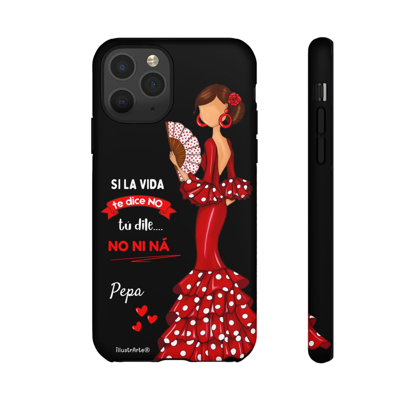 Funda de teléfono personalizable  - Modelo Pepa con frase Para iPhone, Samsung