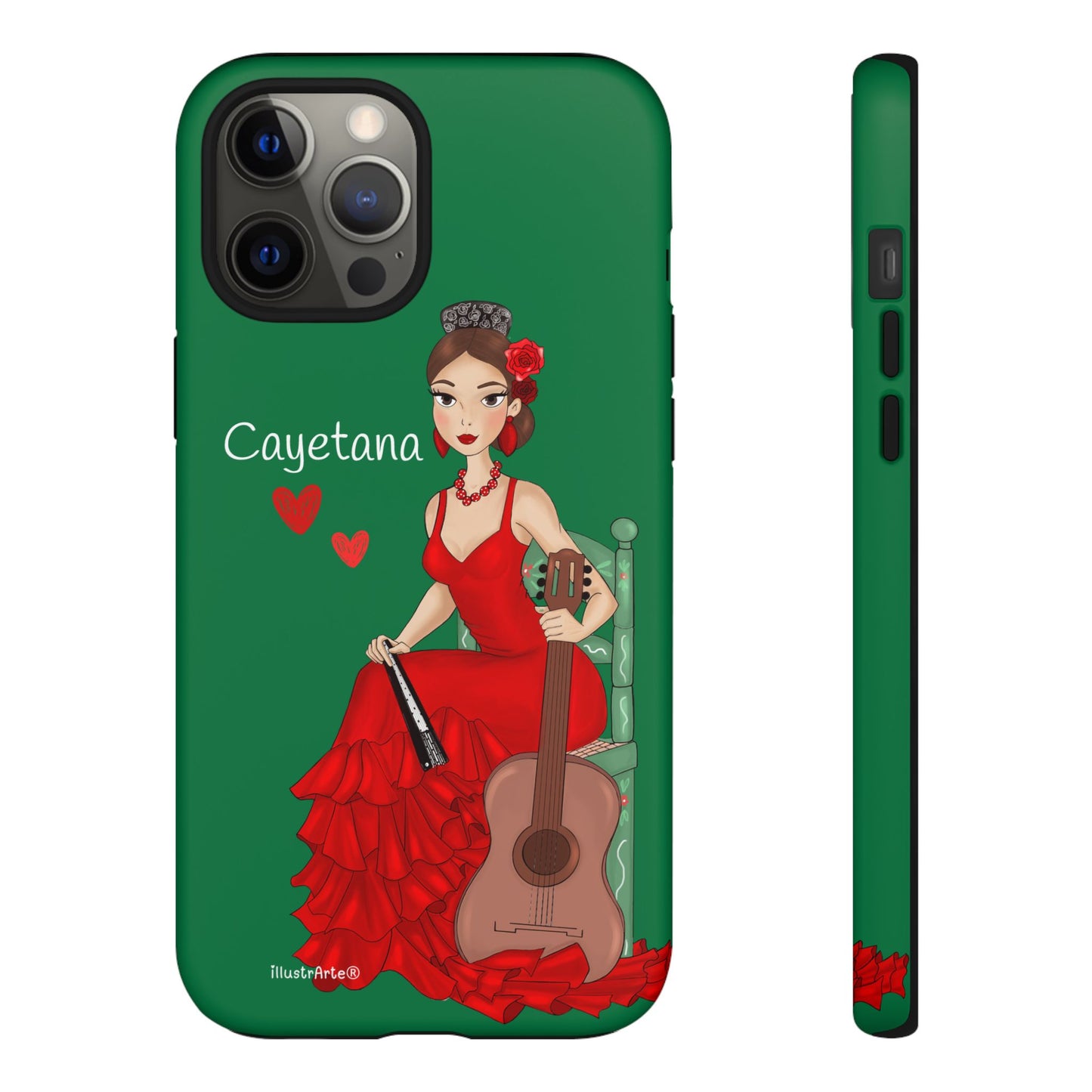 Cayetana personalized phone case with green background – for iPhone, Samsung, Pixel