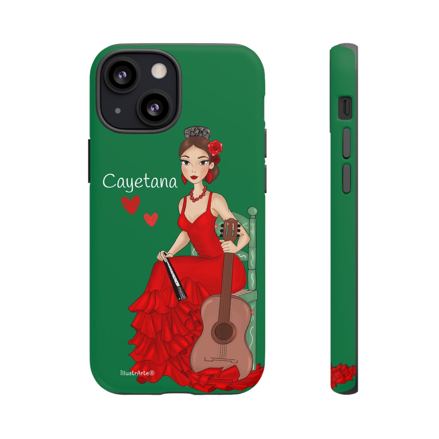 Cayetana personalized phone case with green background – for iPhone, Samsung, Pixel