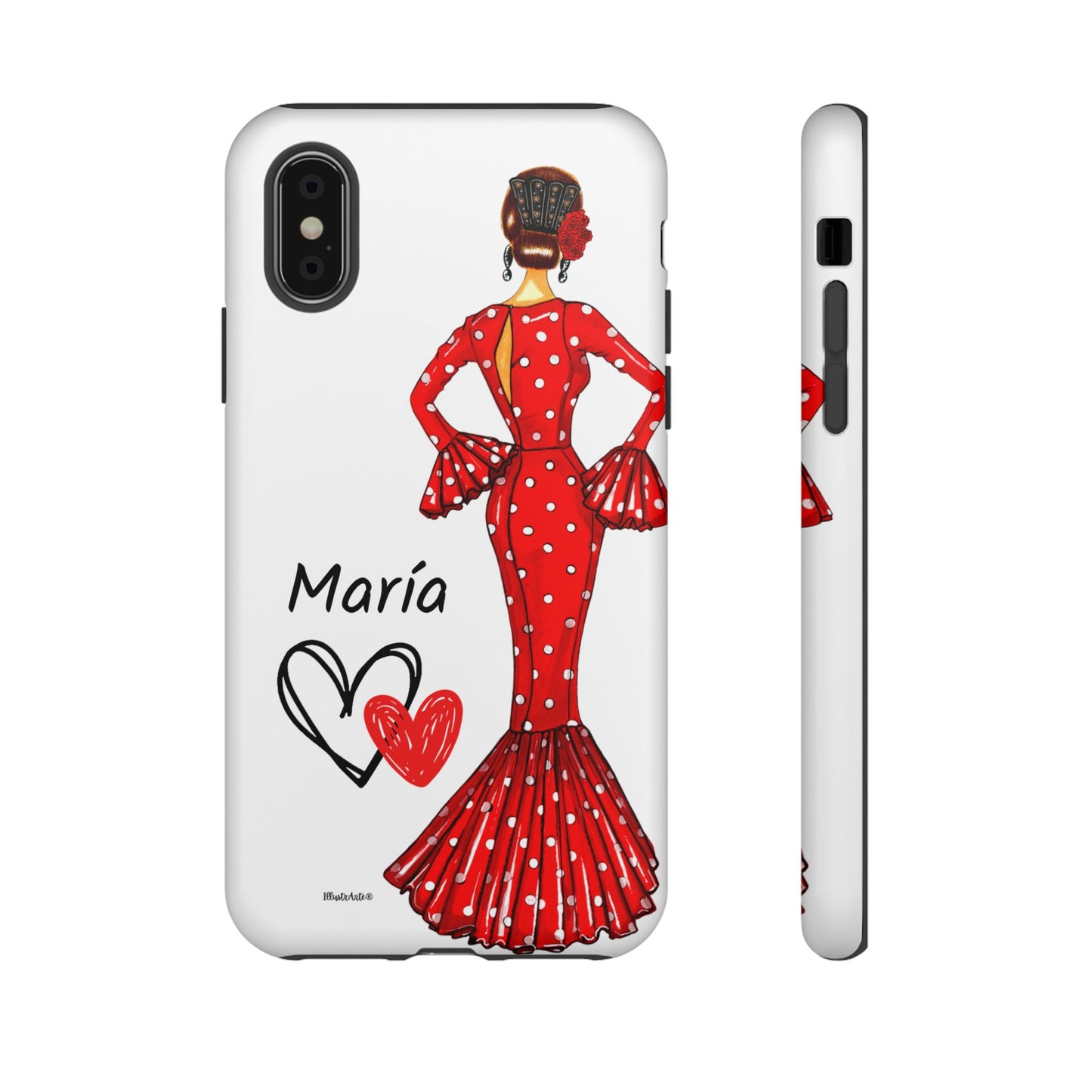 Funda de teléfono personalizada María vestido rojo – iPhone, Samsung, Pixel