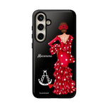 Personalised phone case flamenco dancer Macarena, with a little Virgin Mary for Samsung Galaxy S24 Plus, gloss finish – illustrArte
