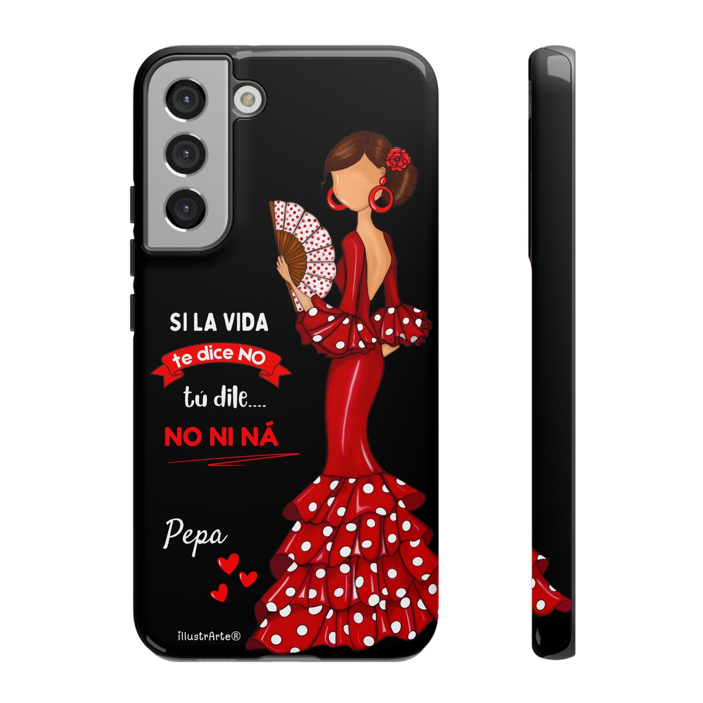 Funda de teléfono personalizable  - Modelo Pepa con frase Para iPhone, Samsung