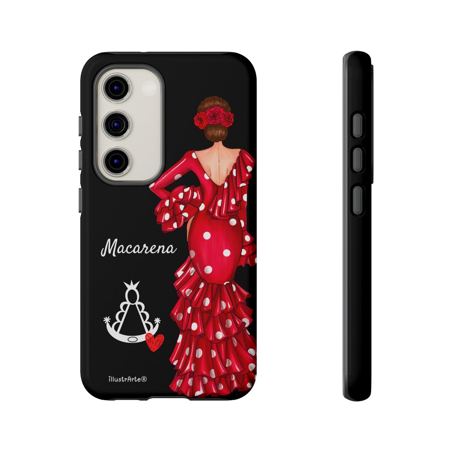 Funda de teléfono personalizada Macarena negro – para iPhone, Samsung, Pixel