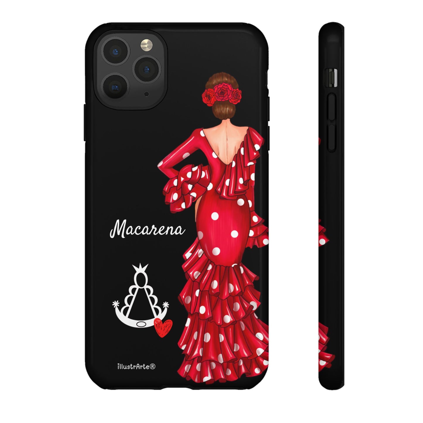 Funda de teléfono personalizada Macarena negro – para iPhone, Samsung, Pixel