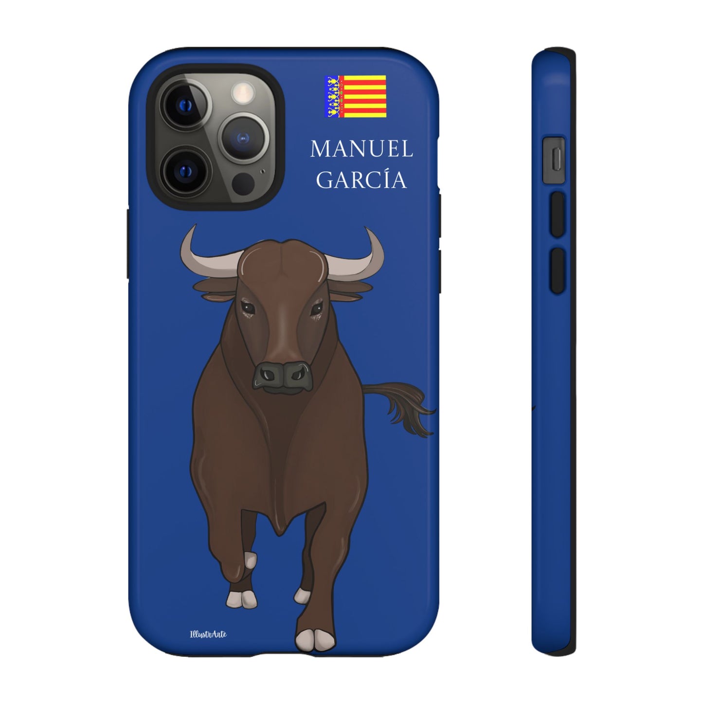 una funda de teléfono con una imagen de un toro