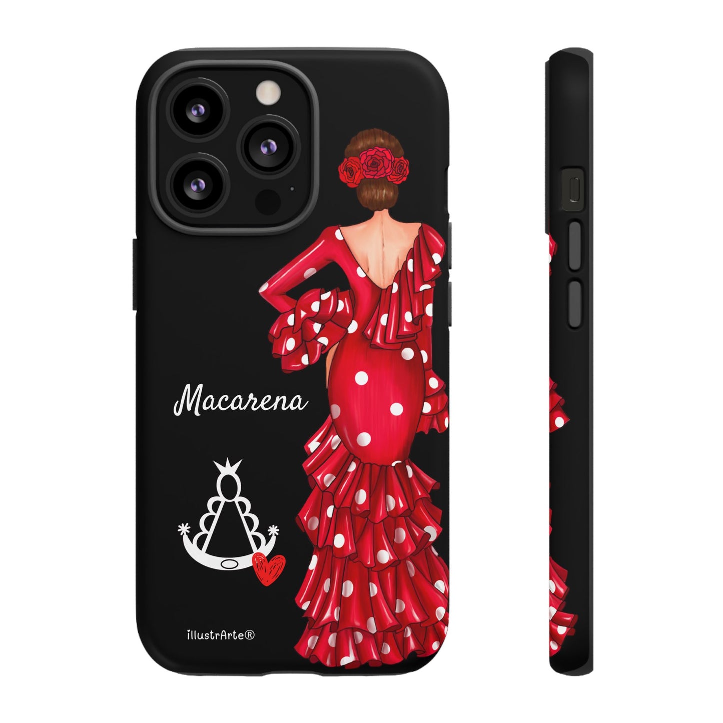 Funda de teléfono personalizada Macarena negro – para iPhone, Samsung, Pixel