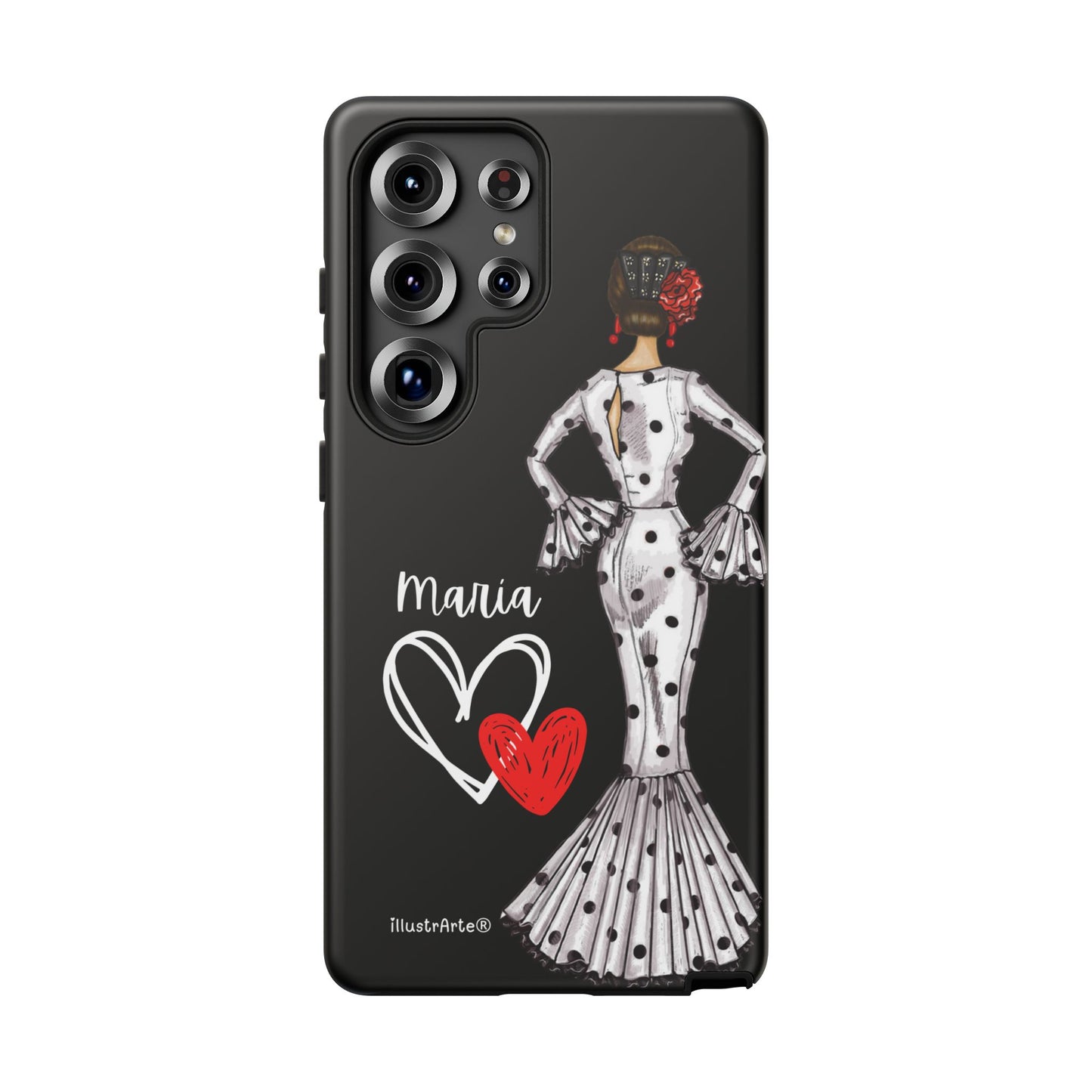 Capa de telefone personalizável com nome/bandeira/Virgem - modelo Maria em vestido branco Para iPhone, Samsung e Google Pixel