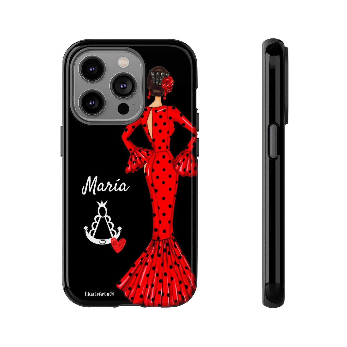 Personalized phone case Maria red hair dark background black – for iPhone, Samsung, Pixel