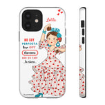 Personalised phone case flamenco dancer Lolita, with quote for iPhone 12, gloss finish – illustrArte