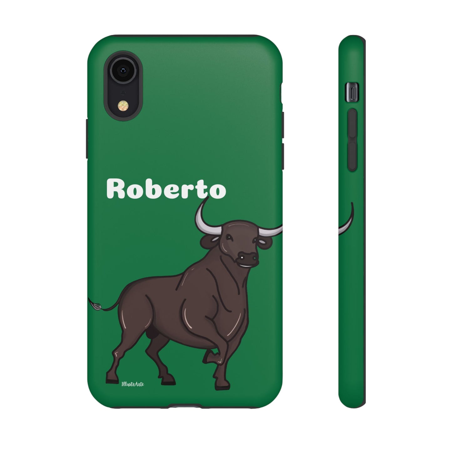 una funda de teléfono con un toro en ella