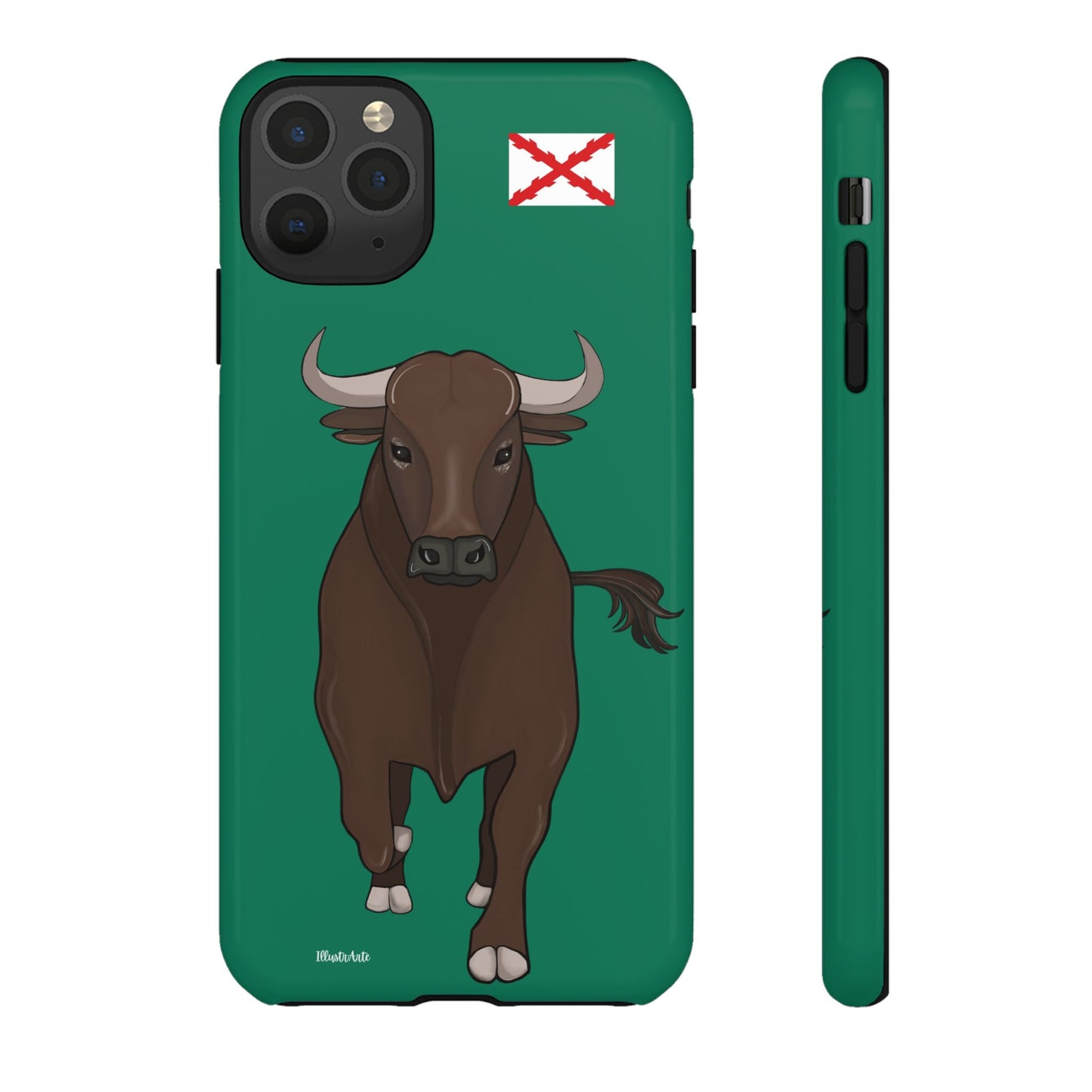 una funda de teléfono con un toro en ella