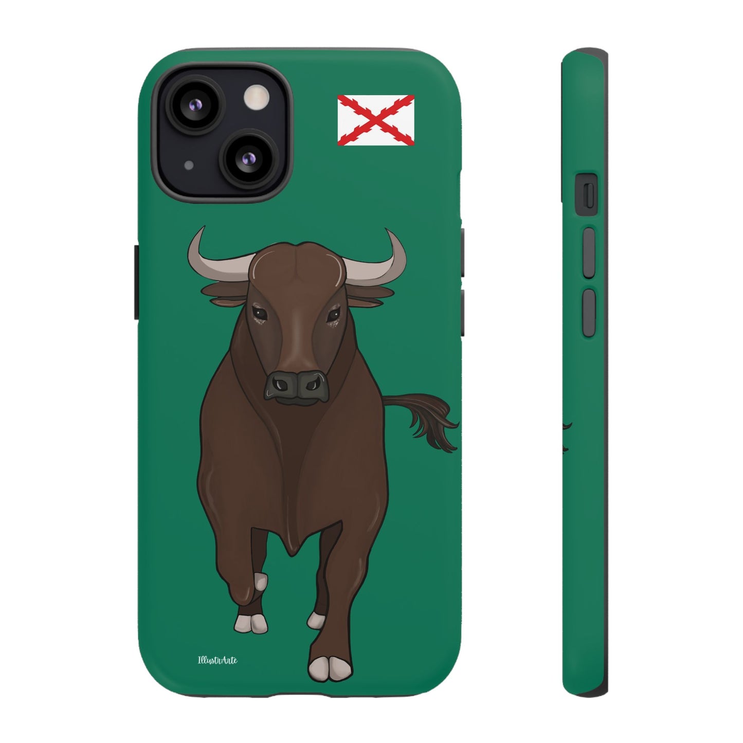 una funda de teléfono con un toro en ella