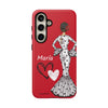 Funda de teléfono personalizable María blanco fondo rojo corazones – para iPhone, Samsung, Pixel