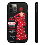 Personalised phone case flamenco dancer Macarena, with quote for iPhone 12 Pro Max, gloss finish – illustrArte