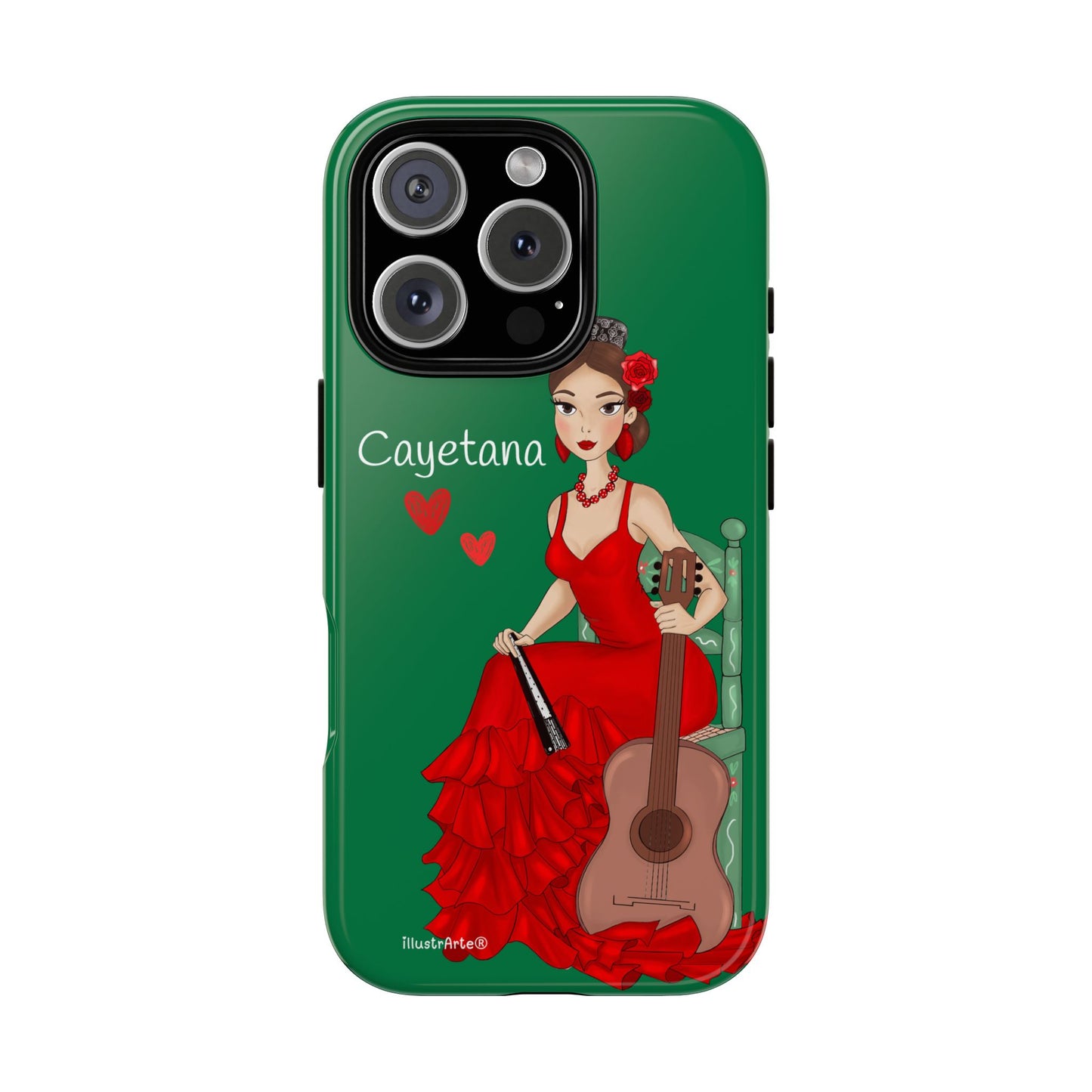 Cayetana personalized phone case with green background – for iPhone, Samsung, Pixel