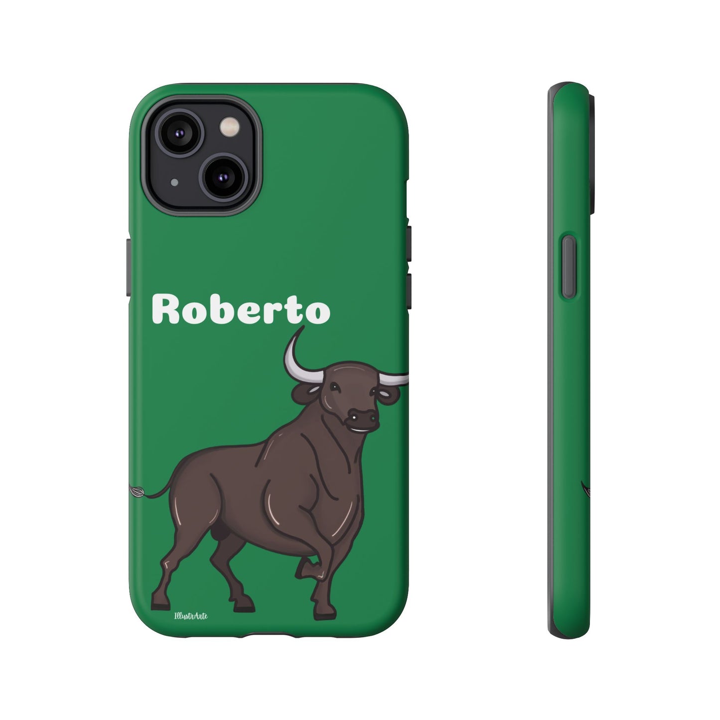 una funda de teléfono con un toro en ella