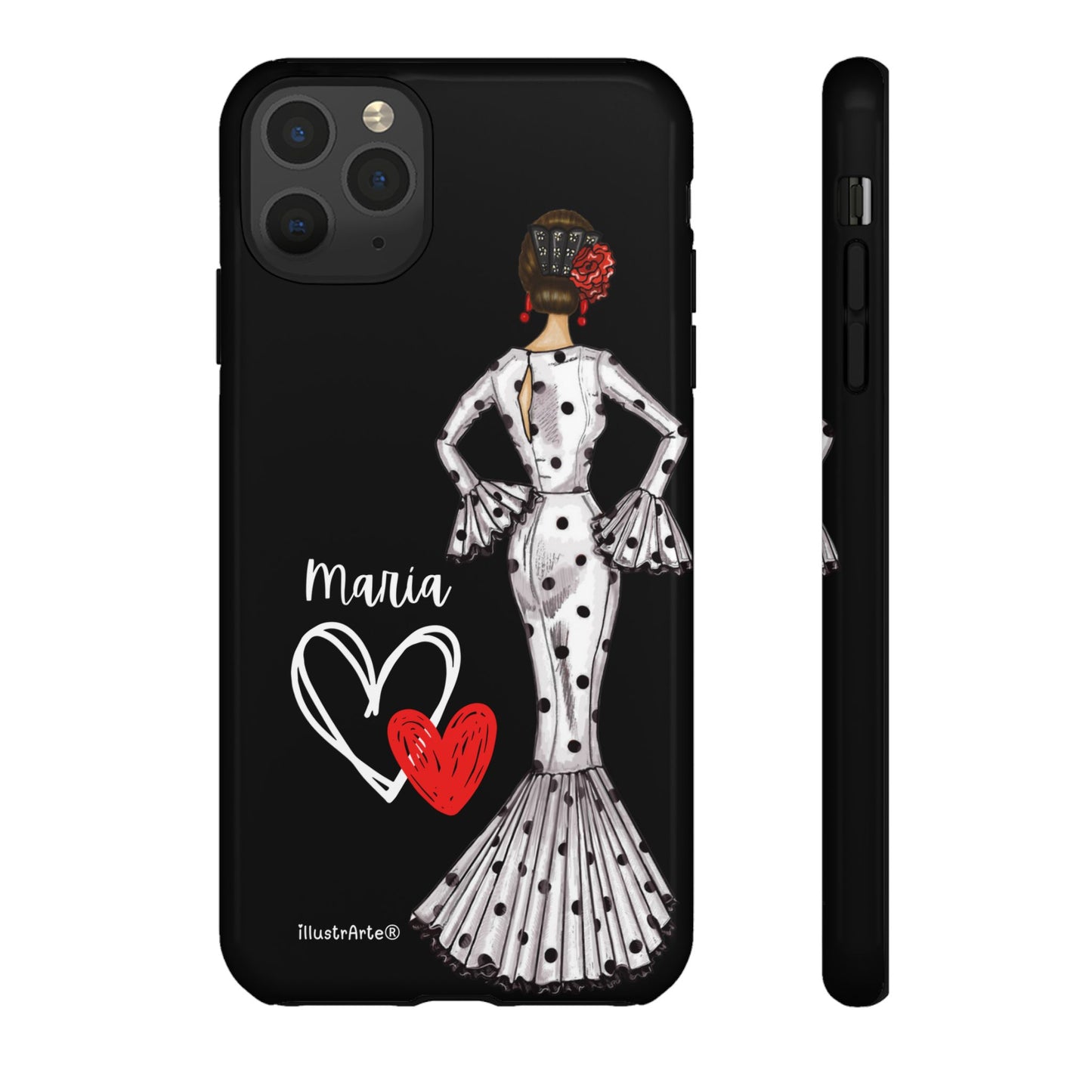Capa de telefone personalizável com nome/bandeira/Virgem - modelo Maria em vestido branco Para iPhone, Samsung e Google Pixel