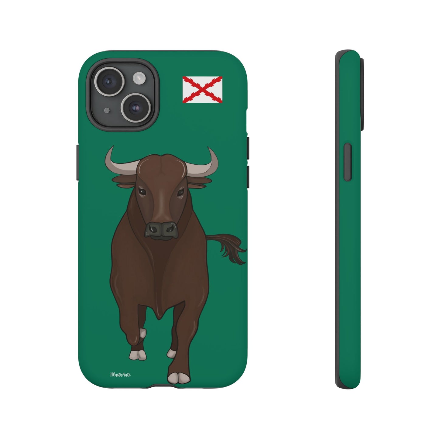 una funda de teléfono con un toro en ella