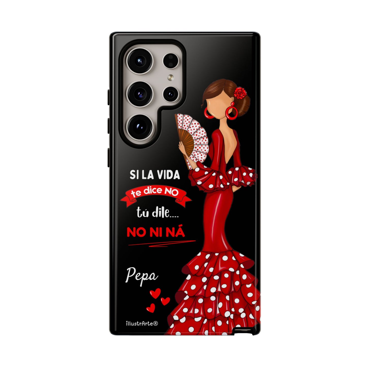 Funda de teléfono personalizable  - Modelo Pepa con frase Para iPhone, Samsung