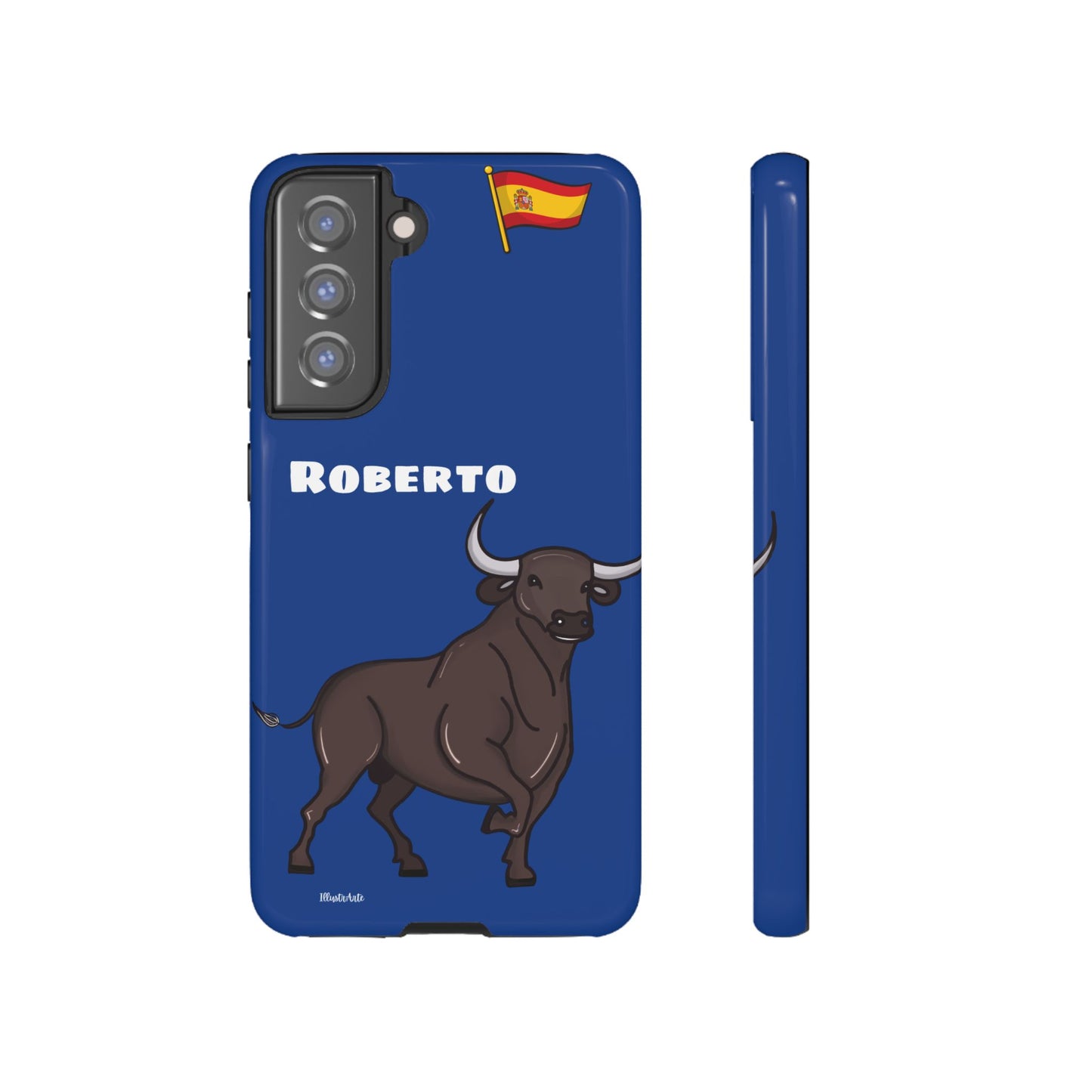 una funda de teléfono con un toro en ella