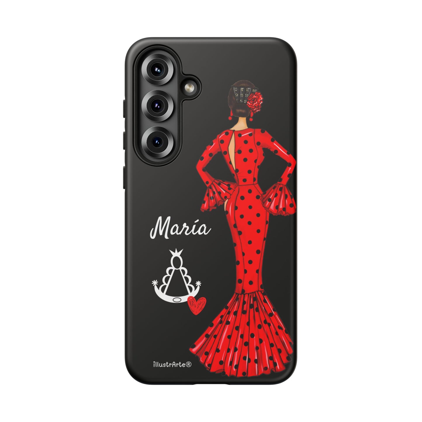 Personalized phone case Maria red hair dark background black – for iPhone, Samsung, Pixel