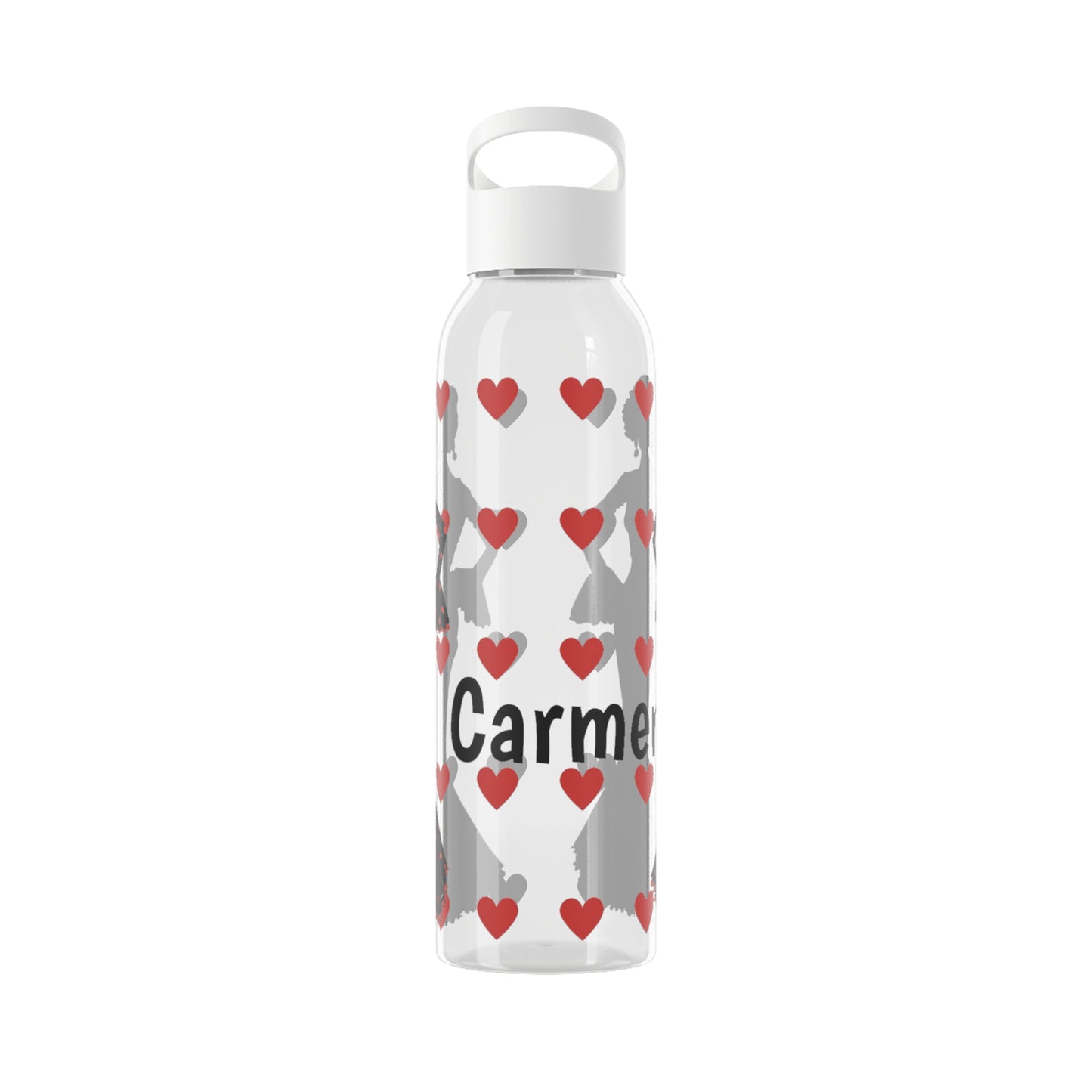 Flamenco Dancer 22 Oz/650ml Eastman Tritan™ Single wall bottle, black dress with red hearts design. - IllustrArte