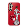Funda de teléfono personalizable María blanco fondo rojo corazones – para iPhone, Samsung, Pixel