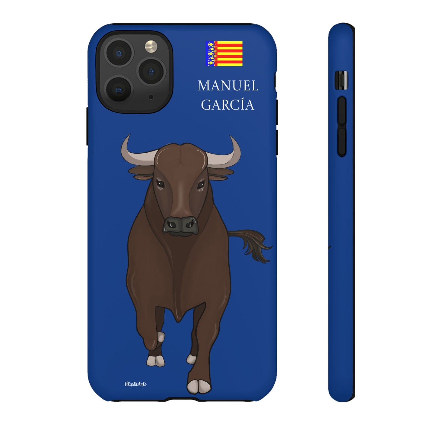 una funda de teléfono con una imagen de un toro