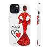Funda de teléfono personalizada María vestido rojo – iPhone, Samsung, Pixel