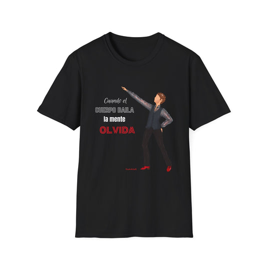 Camiseta hombre personalizable - Modelo flamenco Javier frase cuando el cuerpo baila la mente olvida