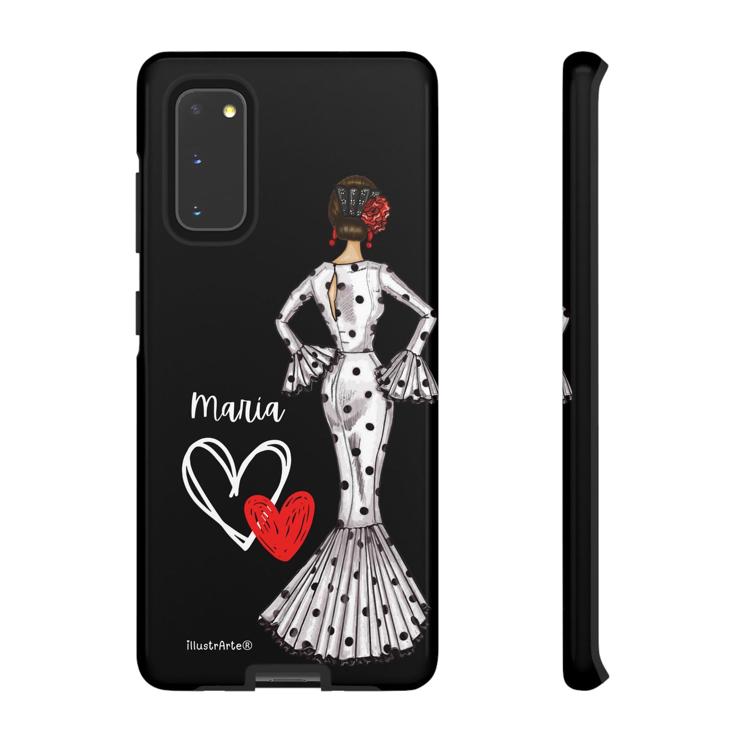 Capa de telefone personalizável com nome/bandeira/Virgem - modelo Maria em vestido branco Para iPhone, Samsung e Google Pixel