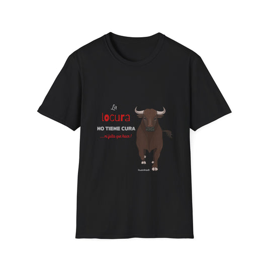 Camiseta hombre personalizable - Modelo toro Manuel con frase la locura no tiene cura