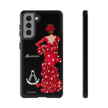 Personalised phone case flamenco dancer Macarena, with a little Virgin Mary for Samsung Galaxy S21, gloss finish – illustrArte