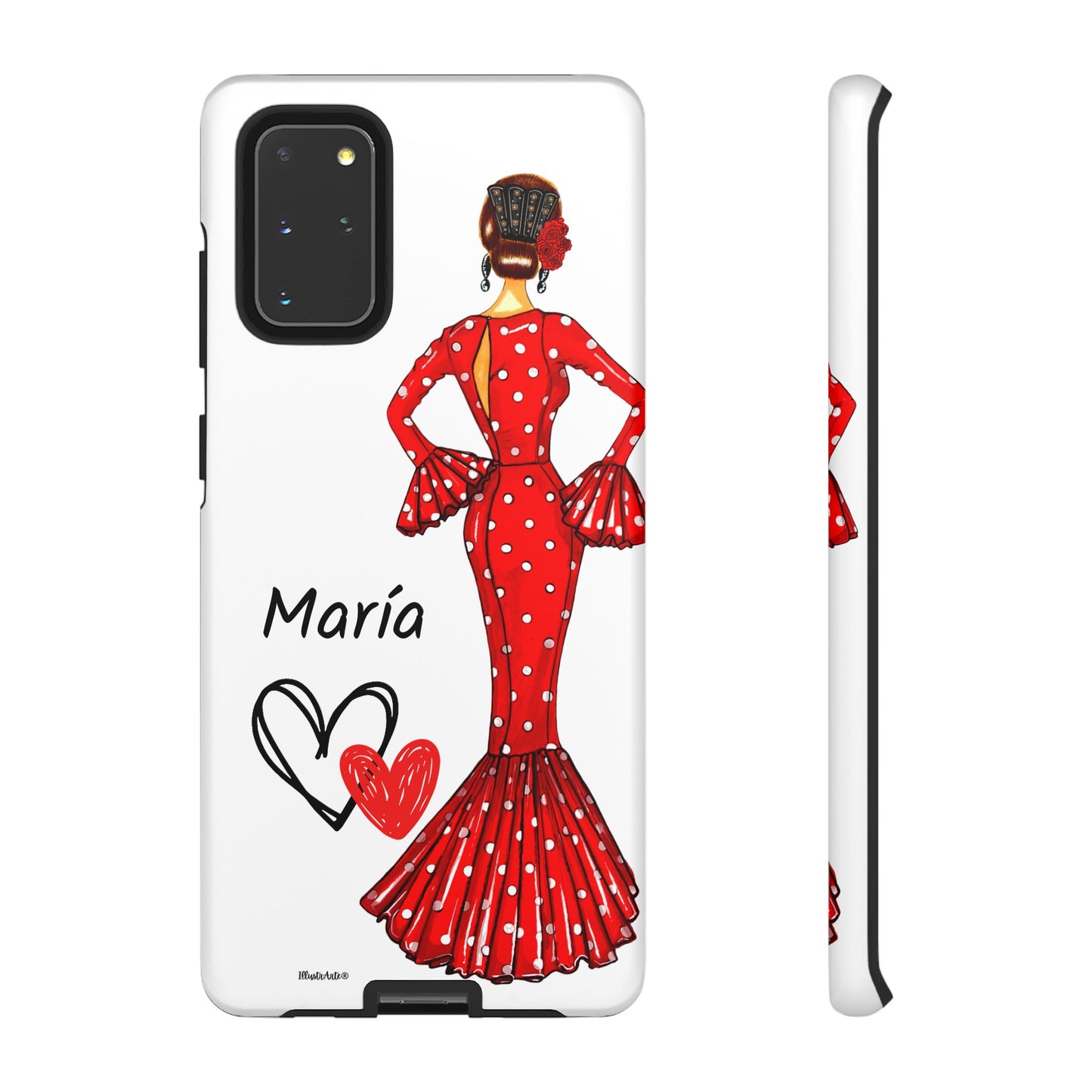 Funda de teléfono personalizada María vestido rojo – iPhone, Samsung, Pixel