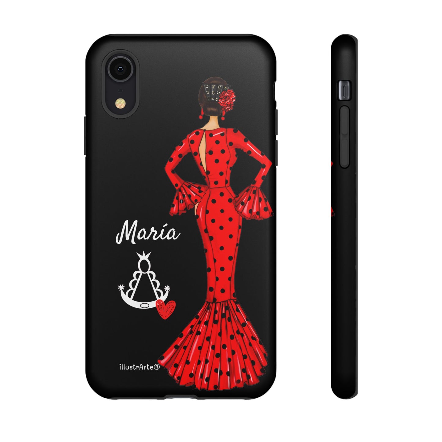 Personalized phone case Maria red hair dark background black – for iPhone, Samsung, Pixel