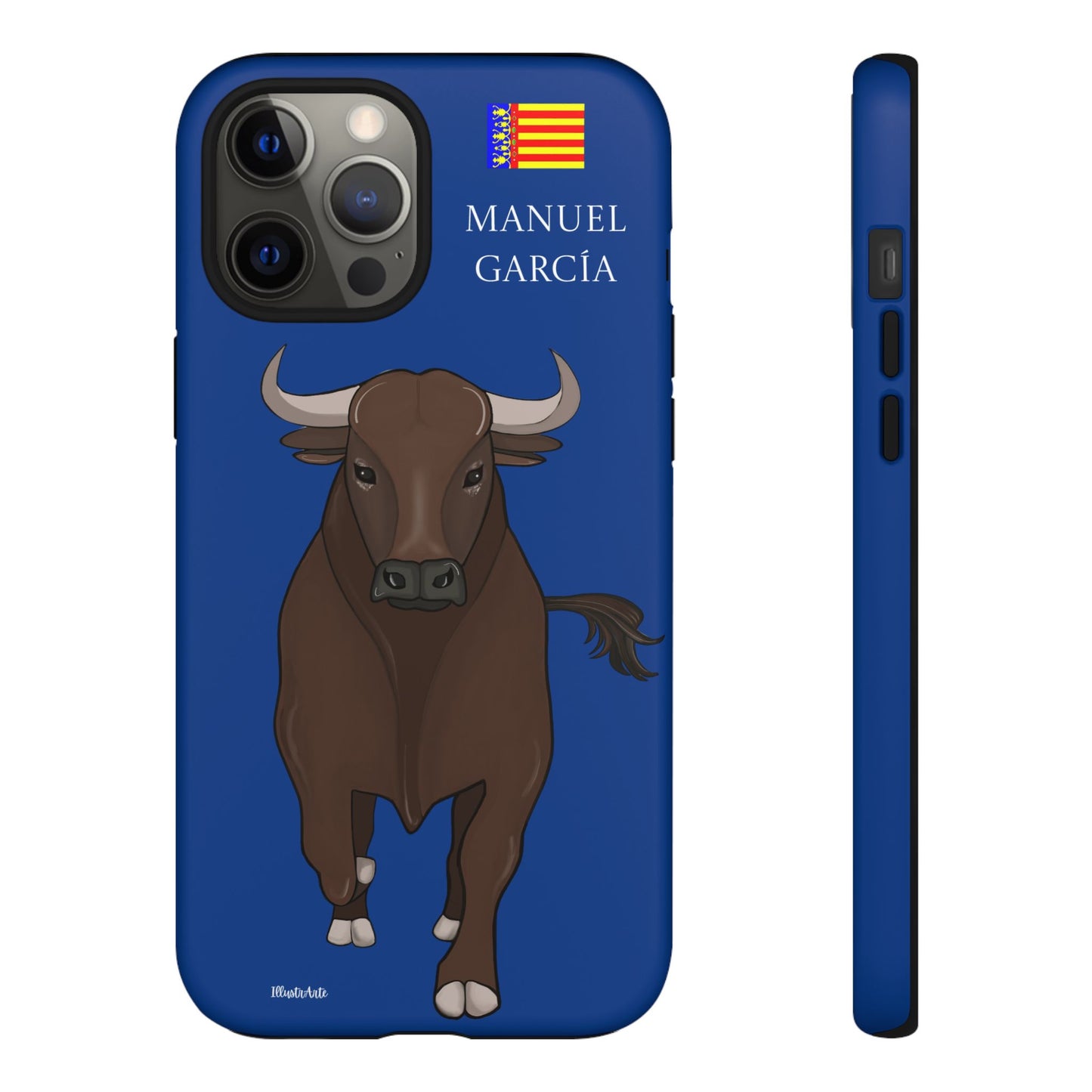 una funda de teléfono con una imagen de un toro