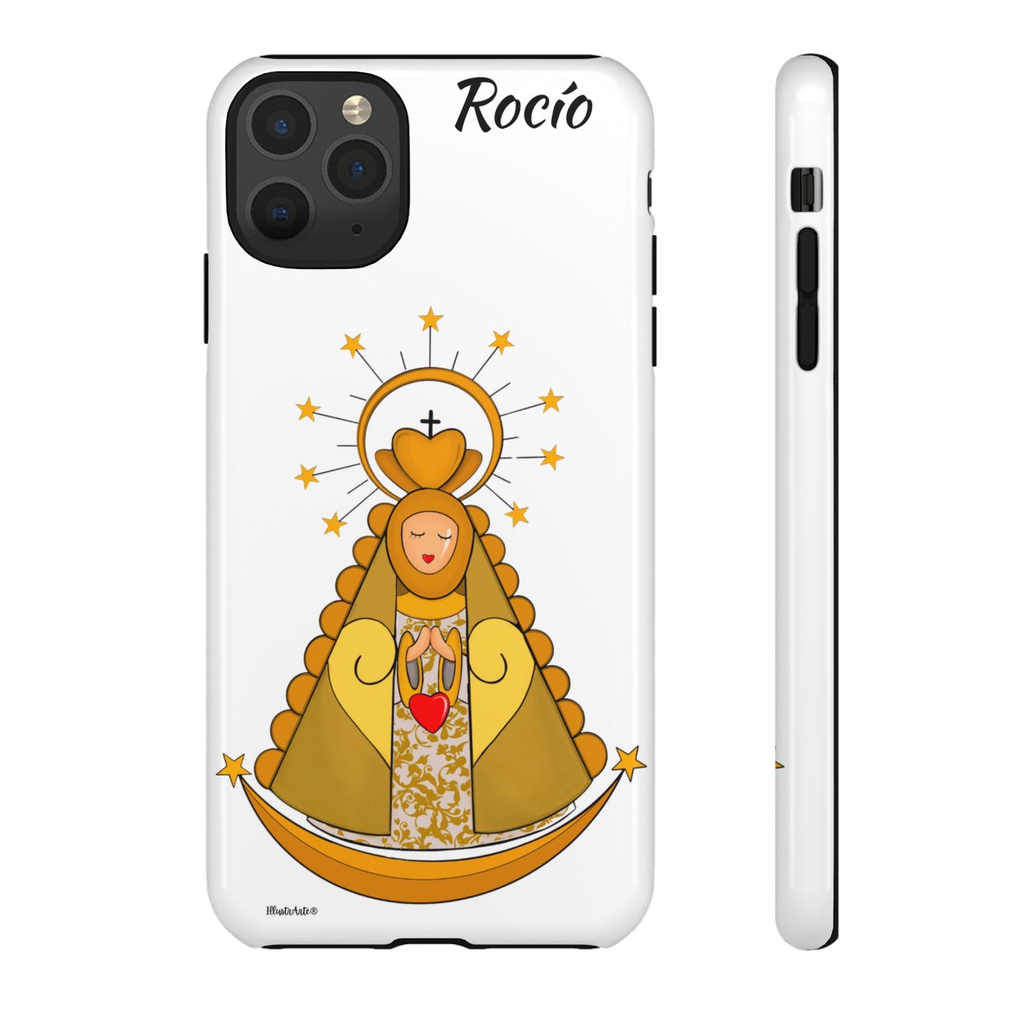 una funda de teléfono con una imagen de la virgen maría