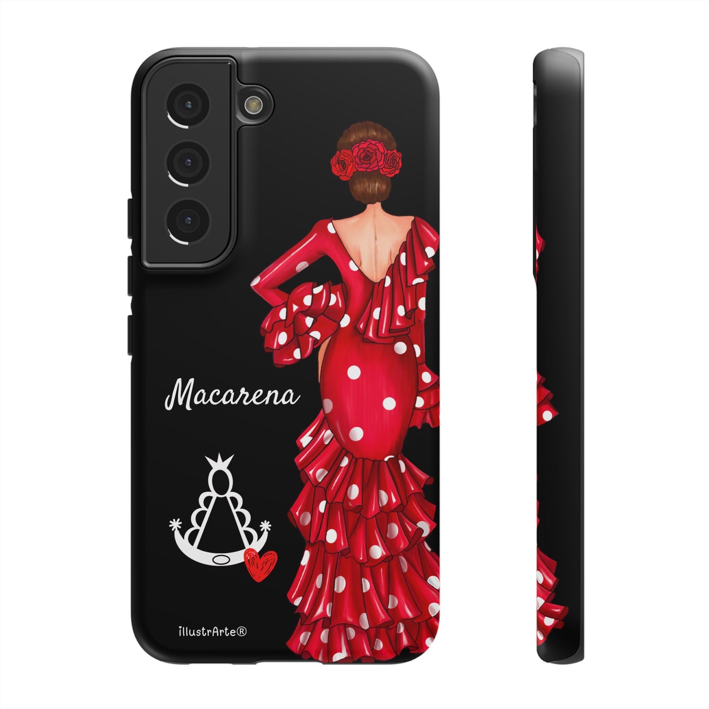 Funda de teléfono personalizada Macarena negro – para iPhone, Samsung, Pixel