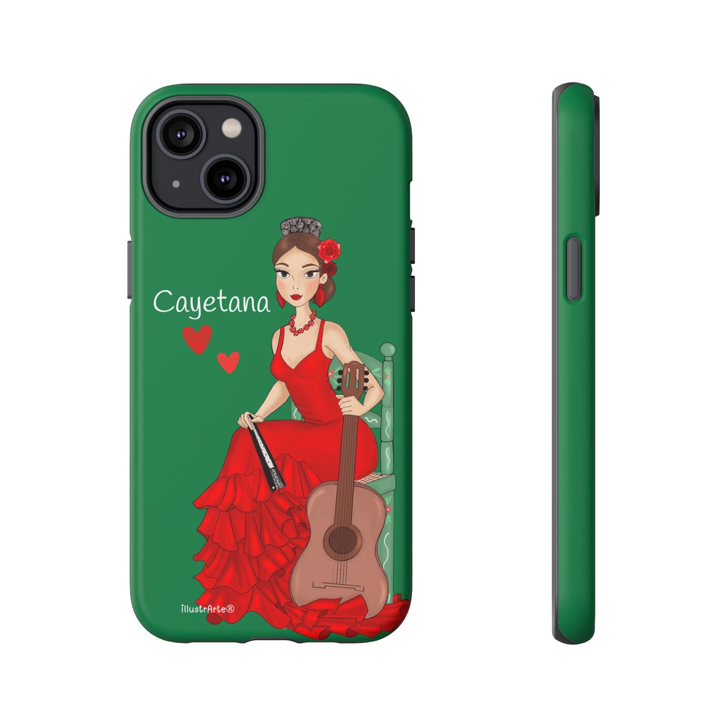 Cayetana personalized phone case with green background – for iPhone, Samsung, Pixel
