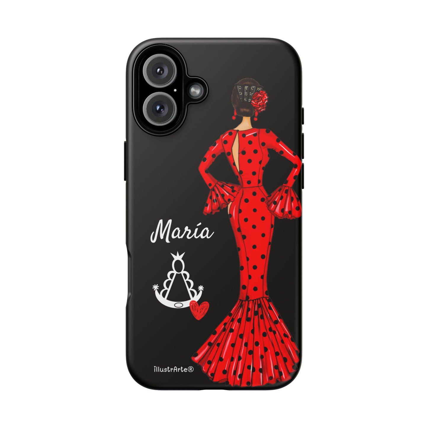 Personalized phone case Maria red hair dark background black – for iPhone, Samsung, Pixel