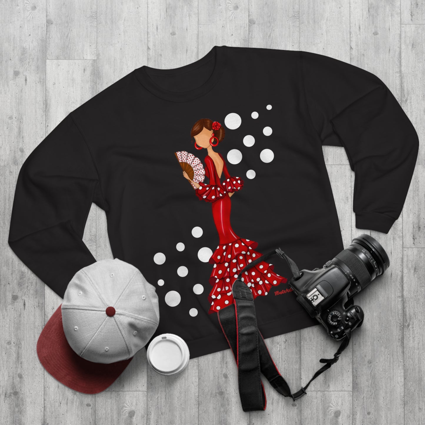 Sudadera Personalizable - Flamenca Pepa, negro con corazones