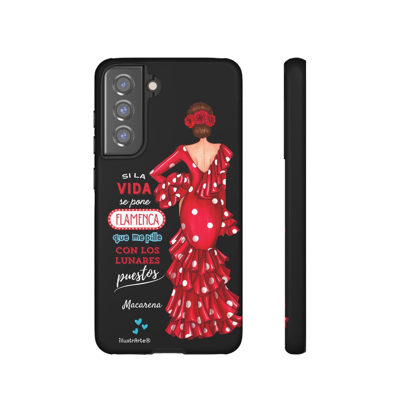 Funda de teléfono personalizable  - Modelo Macarena con frase  Para iPhone, Samsung Y Google Pixel