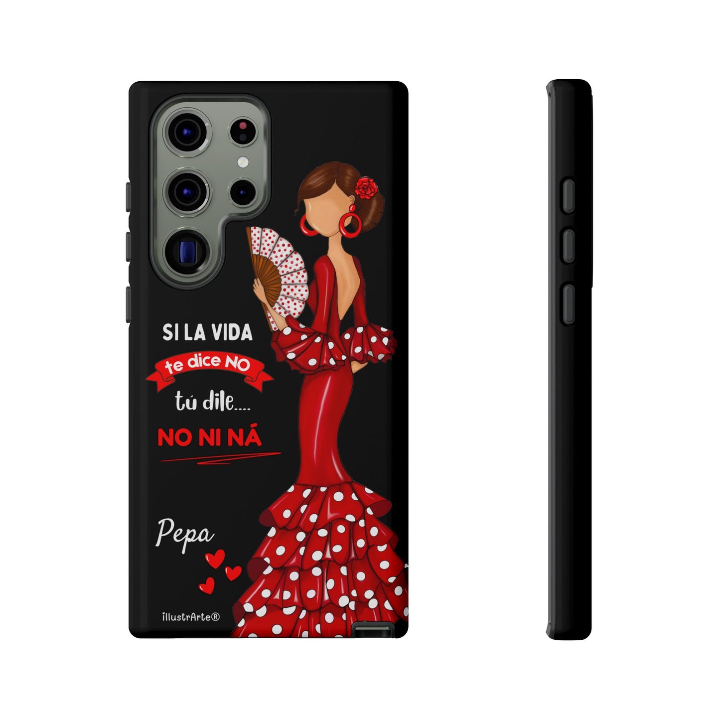 Funda de teléfono personalizable  - Modelo Pepa con frase Para iPhone, Samsung