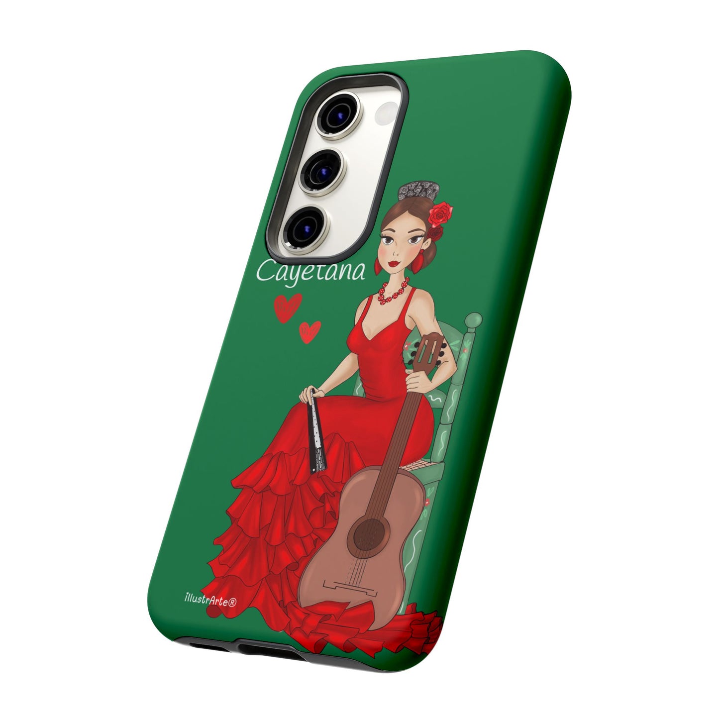 Cayetana personalized phone case with green background – for iPhone, Samsung, Pixel